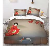 YARUHAN Bedding Set 220 * 230CM Japanese kimono woman 3D motifs Kids Duvet Cover Set,Large Size，Breathable Comfortable Bedding Set 3 pcs for Teen Room Decor#YR8
