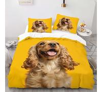 YARUHAN Bedding Set 220 * 230CM Lively Cocker Spaniels 3D motifs Kids Duvet Cover Set,Large Size,Breathable Comfortable Bedding Set 3 pcs for Teen Room Decor#YR2