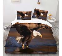 YARUHAN Bedding Set 220 * 260CM Bald eagle 3D motifs Kids Duvet Cover Set,Extra large size，Breathable Comfortable Bedding Set 3 pcs for Teen Room Decor#YR6