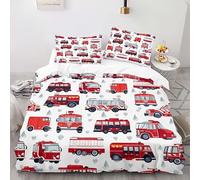 YARUHAN Bedding Set 220 * 260CM Dynamic fire engine 3D motifs Kids Duvet Cover Set,Extra large size,Breathable Comfortable Bedding Set 3 pcs for Teen Room Decor#YR6