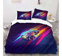 YARUHAN Bedding Set 220 * 260CM Light and shadow race car 3D motifs Kids Duvet Cover Set,Extra large size,Breathable Comfortable Bedding Set 3 pcs for Teen Room Decor#YR5