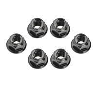 Yaruijia Flange Full Metal Lock nut M6 M8 M10 M12 Sprocket Nut 6AL4V Titanium Flange Lock Nut Pack of 6 (Black, M6 x 1.0mm)
