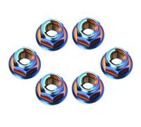 Yaruijia Flange Full Metal Lock nut M6 M8 M10 M12 Sprocket Nut 6AL4V Titanium Flange Lock Nut Pack of 6 (Burn Blue, M12 x 1.25mm)