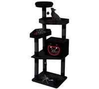YARUOMY Gothic Cat Tree with Coffin Bed，160cm Black Cat Tower with Spacious Demon Styled Condo，Cozy Plush Perch, Scratching Posts，Hanging Ball，Multi-Level Activities Furniture for Large Cats