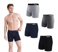 Yarvoney Men's Cotton Boxer Briefs Set of 4, Boxer Briefs Comfortable, Elasticated, Breathable, Durable, blue, XXL