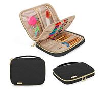 Yarwo Crochet Hooks Case, Travel Organizer Case with Multiple Pockets for Various Crochet Hook, Knitting Needles (up to 20cm/8”) and Knitting Supplies, Black (Bag ONLY)