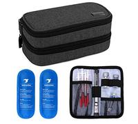 Yarwo Insulin Cooler Travel Case, Double-Layer Diabetic Travel Case with 2 Ice Packs, Diabetic Supplies Organizer for Insulin Pens, Blood Glucose Monitors or Other Care Accessories, (Medium, Black)