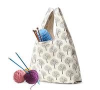 Yarwo Knitting Bag for Yarn and Knitting Needles, Portable Tote Bag for Knitting and Crochet Supplies, Zipper Closure Design, Tree, Patent Pending