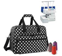 Yarwo Overlocker Bag, Overlocker Carry Case, Universal Overlocker Machine Bag for Overlocker (Fits for Most Major Overlocker Sewing Machine) and Overlocker Accessories, Black Dots