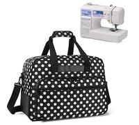 Yarwo Sewing Machine Bag, Sewing Machine Tote Bag, Universal Portable Carrying Case for Sewing Machine (Fits for Most Major Sewing Machine) with Anti-Slip Padded Bottom, Black Dots