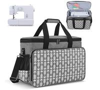 Yarwo Sewing Machine Carrying Case with Bottom Wooden Board, Universal Sewing Machine Bag Compatible with Most Major Sewing Machine and Accessories, Grey with Arrow Pattern