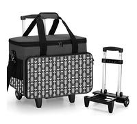 Yarwo Sewing Machine Trolley Bag on Wheels, Detachable Rolling Sewing Machine Bag with Bottom Support Board for Most Standard Sewing Machine and Accessories