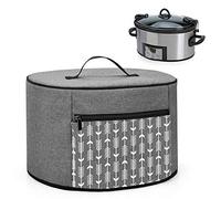 Yarwo Slow Cooker Dust Cover Compatible with Morphy Richards, Crock Pot, Russell Hobbs and other 5.7-8L Slow Cooker, with Zipper Pocket and Wipe Clean Liner, Grey