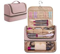 Yarwo Travel Case Compatible with Dyson Airwrap Styler Complete, Double Layers Portable Travel Organiser Bag for Airwrap Styler and Attachments, Pink, Patent Pending
