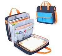Yarwo Zipper Binder for Boys and Girls, 3 Ring Binder Holds 500 Sheets with Expanding Files & Adjustable Strap, Accordion File Organizer Fit for 13” Laptop, Learning Tablet and Stationery, Navy