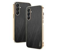 Yarxiawin Phone Case for Samsung A36 5g Shockproof, Golden Thread Texture for Samsung Galaxy A36 5g Case Silicone Slim Black Protective Cover Leather Anti-Fingerprint (Black)