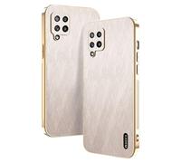 Yarxiawin Protective Case for Samsung A42 5g Shockproof, Golden Thread Texture for Samsung Galaxy A42 5g Phone Case Silicone Slim Black Cover Leather Anti-Fingerprint (Gold)