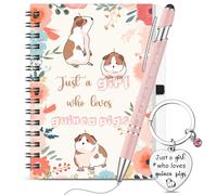 Yaryang 3 Pcs Guinea Pig Gifts for Animal Lovers Women Coil Notebook Keychain Pen Just a Girl Who Loves Guinea Pigs Gifts Set for Christmas Thanksgiving Birthday Party Supplies