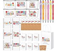 Yaryang 36 Pcs Teacher Appreciation Gifts Bulk Includes 6 Gift Bags 6 Notebooks 6 Makeup Bags 6 Thank You Cards 6 Keychains 6 Ballpoint Pen for Teacher Christmas Valentine Graduation End of Year