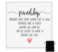 Yaryang Thank You Gift for Friend Friendship Ceramic Coaster Present for Friend Square Beer Mats Coffee Mat for Women Christmas Birthday Friendship Gift(Friends Give Hope When Life Is Low, Heart)