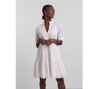 YAS Broiderie Short Sleeve Dress WHITE LARGE