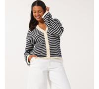 YAS Cibyl Stripe Knitted Cardigan BIRCH NAVY 2XL