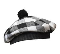 YAS Designer Scottish Hat Tam o' Shanter Tammy Jimmy Flat Bonnet in Many Tartans (UK, Alpha, One Size, Robroy Black&White)