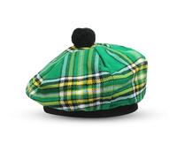 YAS Designer Scottish Hat Tam o' Shatner Tammy Jimmy Flat Bonnet in Many Tartans (Irish Green), One Size