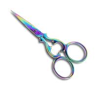 YAS Embroidery Scissors Stainless Sharp Tip Classic 3.75” Small Scissors for Sewing Crafting - Hair, Moustache & Cuticle (Rainbow Straight)