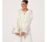 YAS Esther Lace Cape Detail Top WHITE AMAZONITE