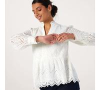 YAS Holi Broderie Long Sleeve Top RASPBERRY 2XL