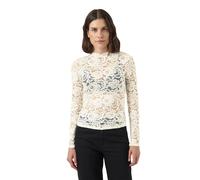 Yas Lacey Lace Top Long Sleeve Blouse Beige XS Woman