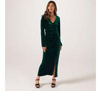 YAS Siva Velvet Wrap Dress NAVY EXTRA SMALL