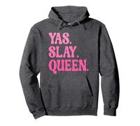 Yas Slay Queen Quote Groovy Gradient Pullover Hoodie, Adult Unisex, Dark Heather Grey, Medium