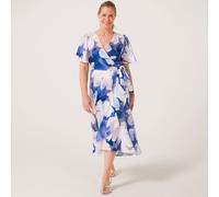 YAS Thea Midi Wrap Dress BLUE FLORAL PRINT AMAZONITE