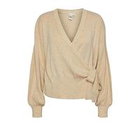 YAS Women's assi LS Wrap Knit Cardigan S. Noos Sweaters, Birch, XXL