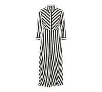 YAS Women's Yassavanna Long Shirt Dress S. Noos Dress, Black/Stripes:w White Stripes, S