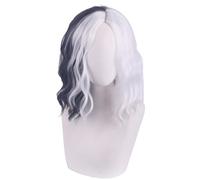 YASCO Black and White Wig for Halloween Party, Fancy Dress Wig, Party Cosplay Evil Madame Hair, Devil Hair (Black+White Long B)