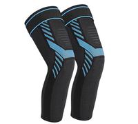 Yasdyri Full Leg Compression Sleeves Adjustable Long Knee Braces for Women and Men Long Knee Compression Sleeve for Arthritis, Tendinitis, ACL, Meniscus Tear, Sport, Basketball 2 Pack (Blue, M)