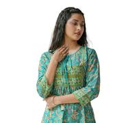 Yash Gallery Women's Floral Placement Printed Short Kurti for Women (Red,P), Green, Large