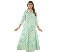 Yash Gallery Women's Plue Size Rayon Ikat Printed Anarkali Kurta