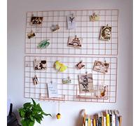 Yash Metal Wire Grid Panel, Display Organizer, Postcard, Wall Artwork Display for Home Office Living Room Dorm Room, Kitchen Storage Grid Wall, 37.4" X 17.7", Pack of 2 Pcs, Rose Gold