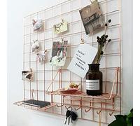 Yash Metal Wire Grid Panel, Display Organizer, Postcard Wall Artwork Display for Home Office Living Room Dorm Kitchen Storage Grid Wall, 23.6" X 23.6", Pack of 3 Pcs, Rose Gold