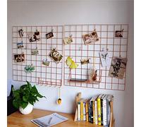 Yash Metal Wire Grid Panel, Display Organizer, Postcard Wall Artwork Display for Home Office Living Room Dorm Kitchen Storage Grid Wall, 23.6" X 23.6", Pack of 2 Pcs, Gold/Rose Gold Sent by Random