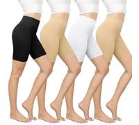 YaShaer Anti Chafing Shorts Women Under Dress Boxer Knickers Ladies Slip Chub Rub Long Briefs Underwear Safety Panties 4 Pack Black White Khaki