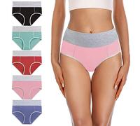 YaShaer Ladies High Waist Knickers Women Cotton Briefs Underwear Full Back Coverage Panties Plus Size Multipack