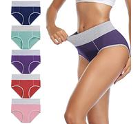 YaShaer Ladies High Waist Knickers Women Cotton Briefs Underwear Full Back Coverage Panties Plus Size Multipack