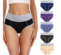 YaShaer Ladies High Waist Knickers Women Cotton Briefs Underwear Full Back Coverage Panties Plus Size Multipack