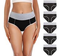 YaShaer Women's High Waist Knickers Ladies Cotton Briefs Underwear Full Back Coverage Panties Plus Size Multipack