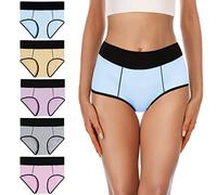 YaShaer Women's High Waist Knickers Ladies Cotton Briefs Underwear Full Back Coverage Panties Plus Size Multipack